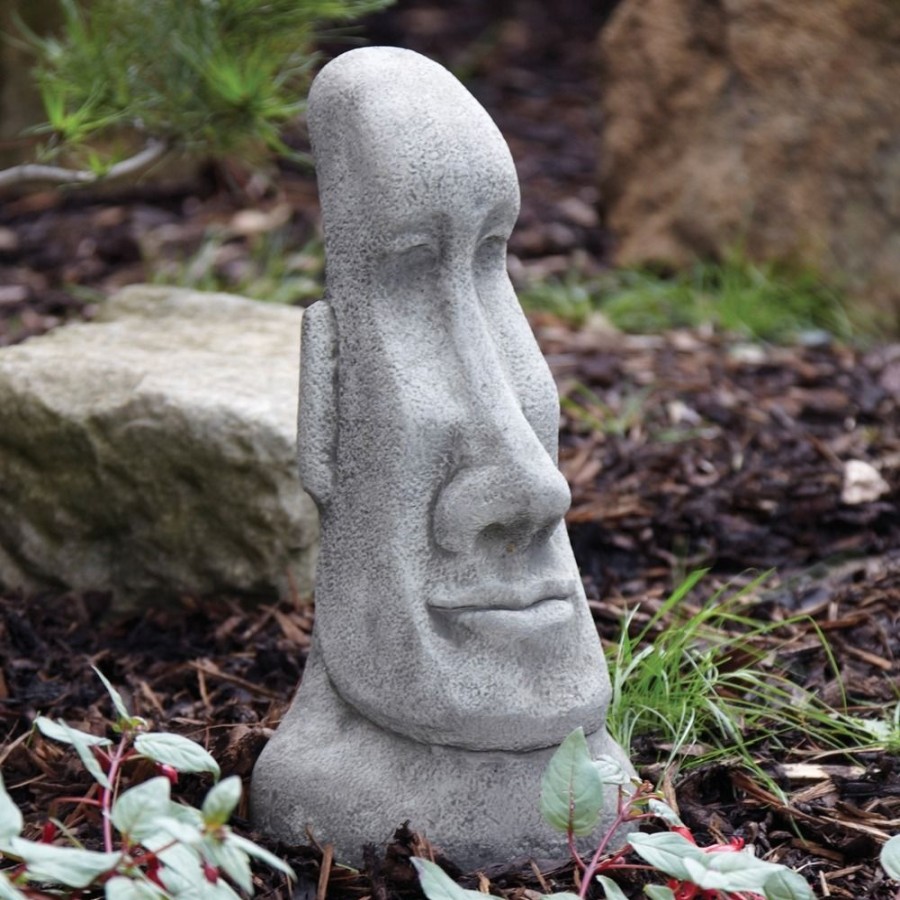 STATUES & SCULPTURES Female Easter Island Head Stone Garden Ornament Hot