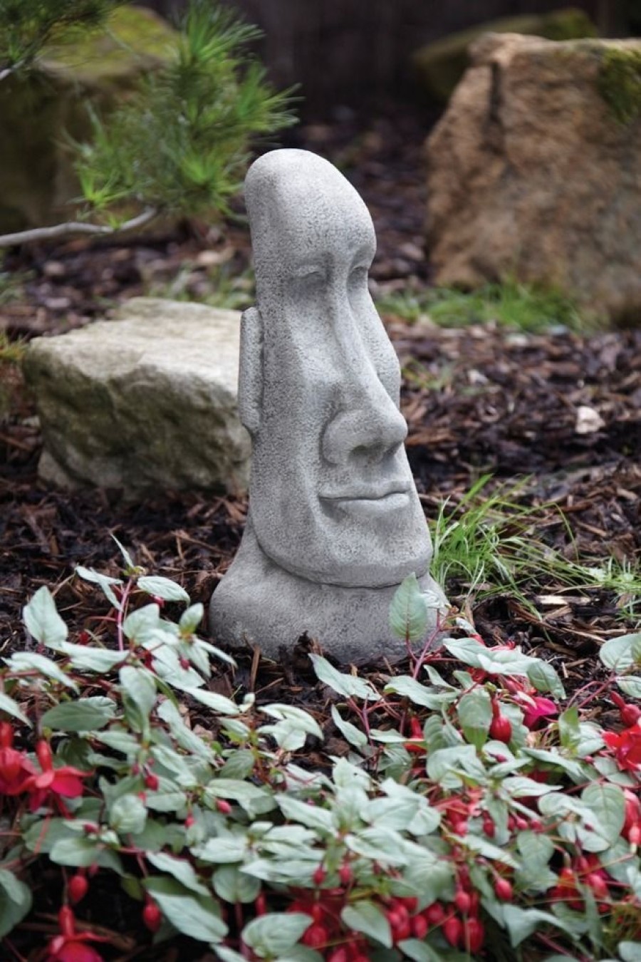 STATUES & SCULPTURES Female Easter Island Head Stone Garden Ornament Hot