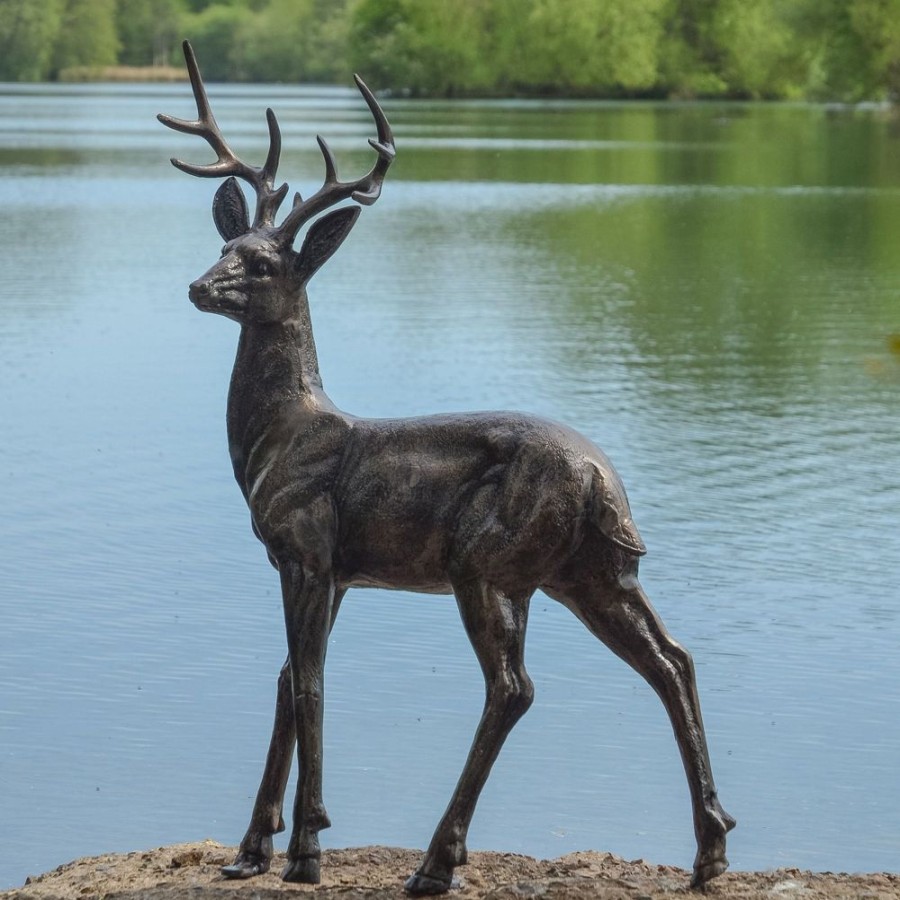 STATUES & SCULPTURES Classic Stag Deer 79Cm Bronze Metal Garden Statue Wholesale