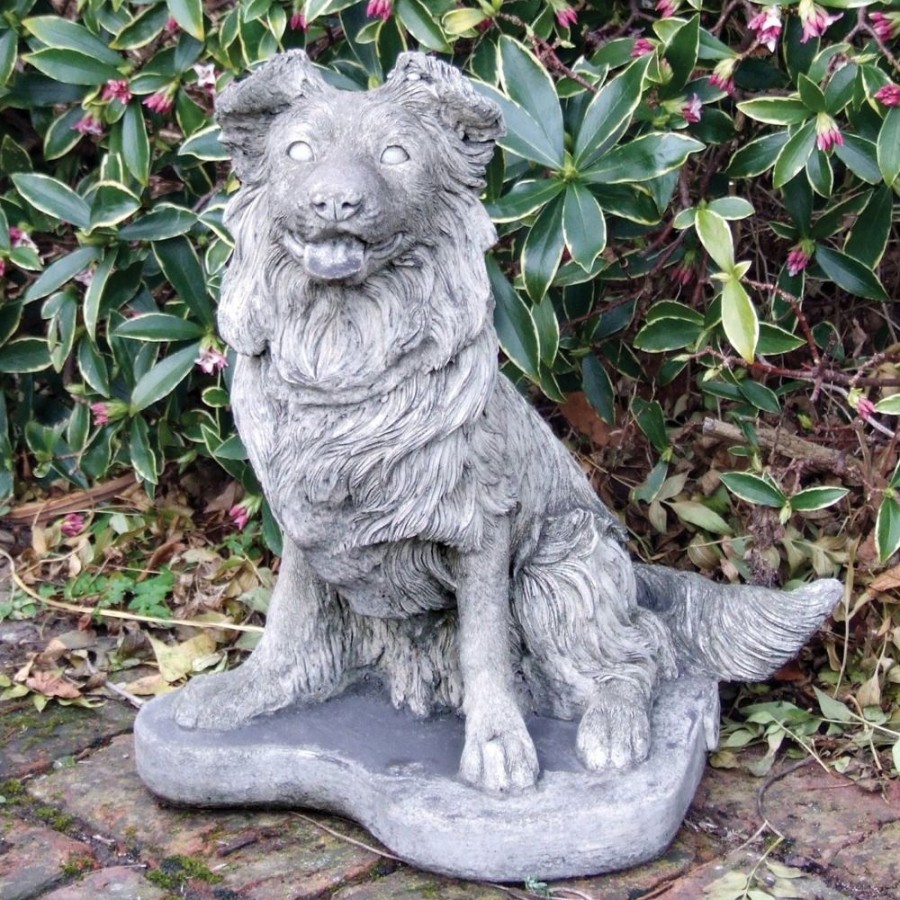 STATUES & SCULPTURES Collie Puppy Dog Stone Garden Ornament Wholesale