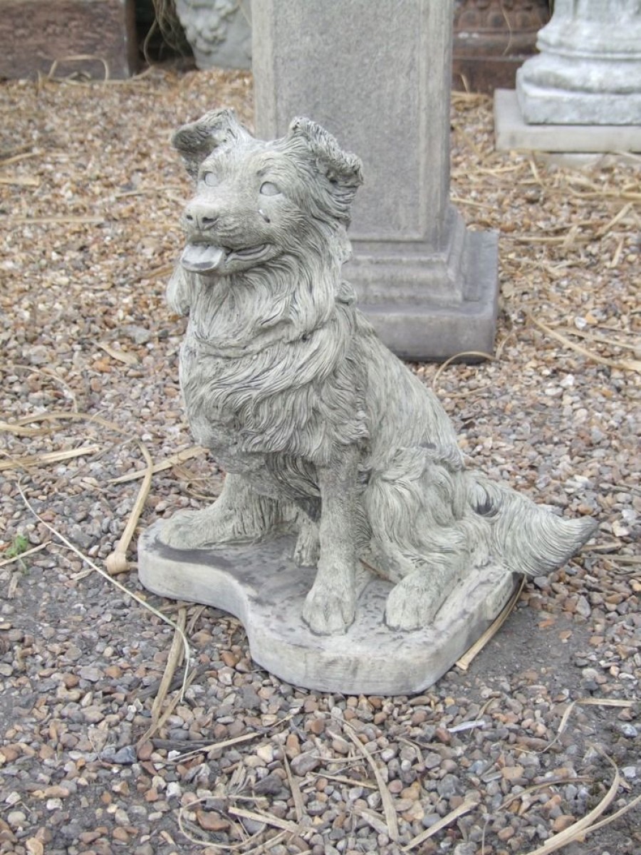 STATUES & SCULPTURES Collie Puppy Dog Stone Garden Ornament Wholesale