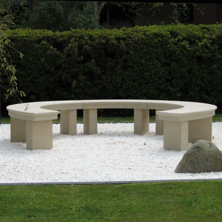 STATUES & SCULPTURES Grand Curved Modern Stone Garden Bench Best