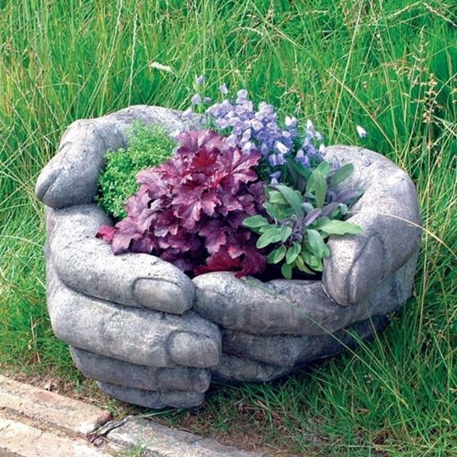 STATUES & SCULPTURES Giant Cupped Hands Stone Garden Planter Best