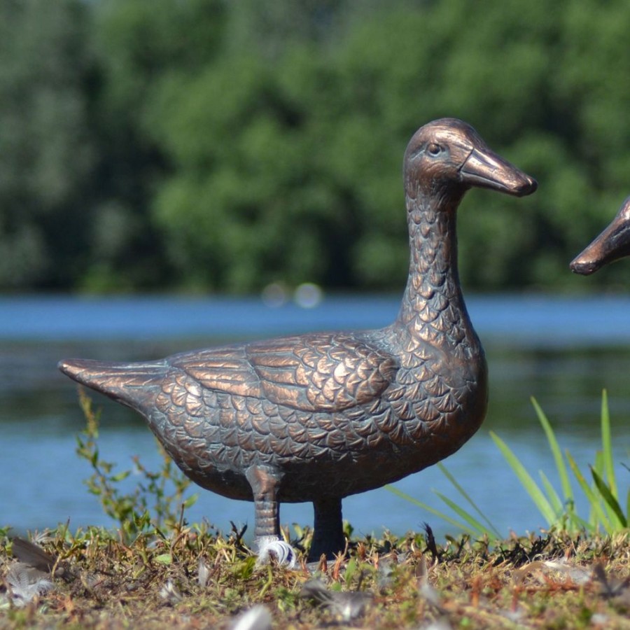 STATUES & SCULPTURES Ducks Aged Bronze Garden Ornaments Hot