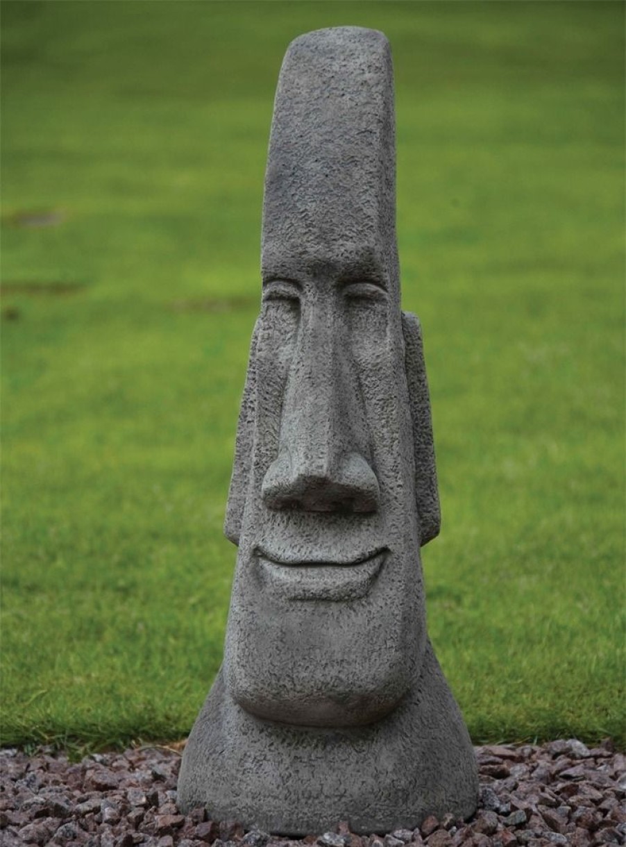 STATUES & SCULPTURES Grand Male Easter Island Head Stone Garden Ornament Wholesale