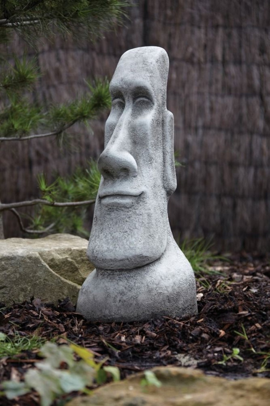 STATUES & SCULPTURES Male Easter Island Head Stone Garden Ornament Clearance