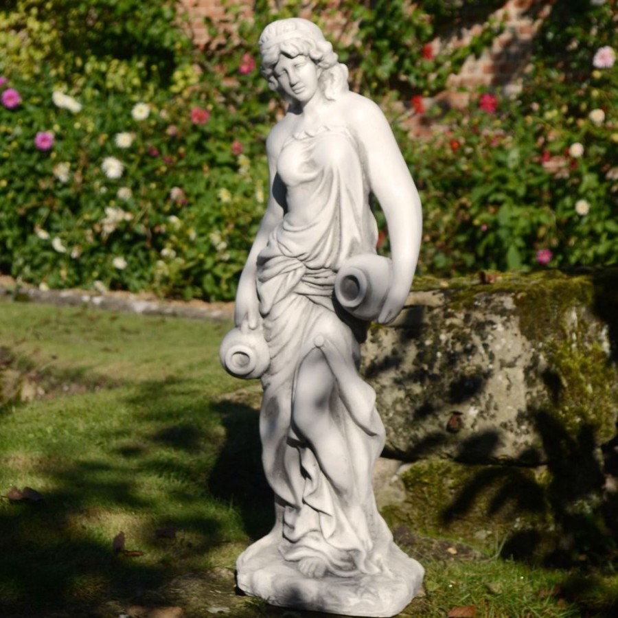 STATUES & SCULPTURES Roman Goddess With Urns 79Cm Stone Resin Garden Statue New