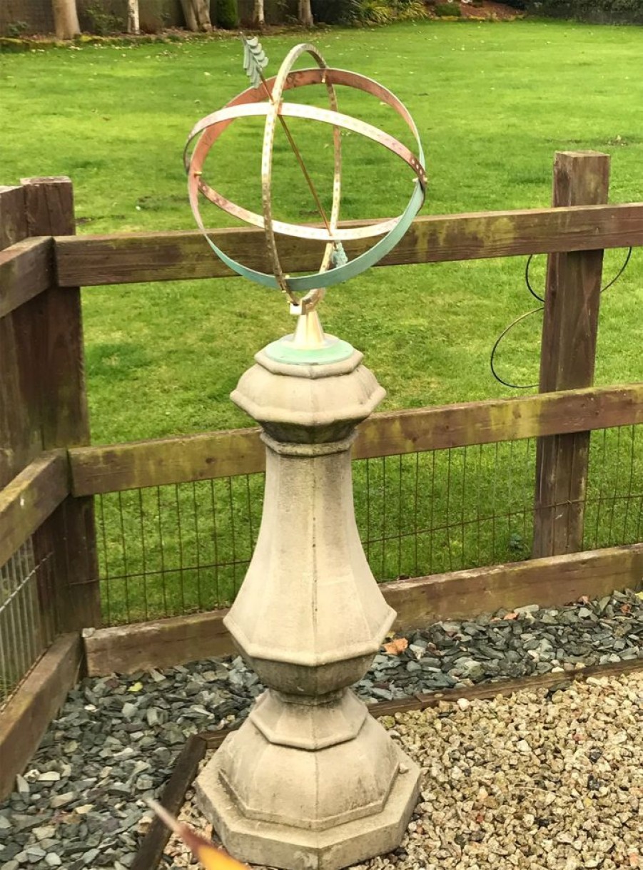 STATUES & SCULPTURES Marino Armillary Stone Garden Sundial New