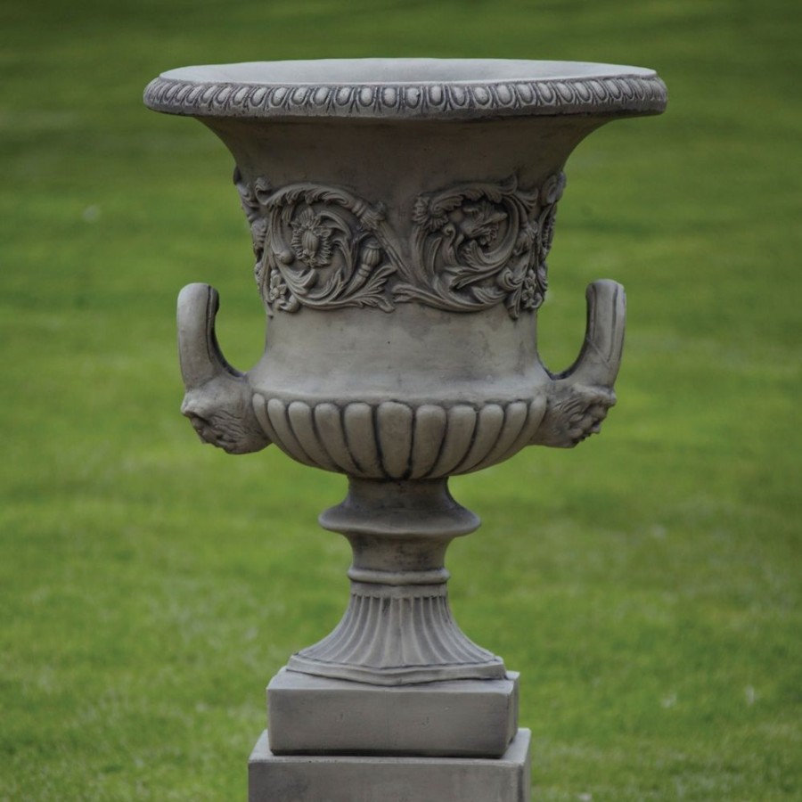 STATUES & SCULPTURES Grecian Stone Garden Planter Urn On Pedestal Online