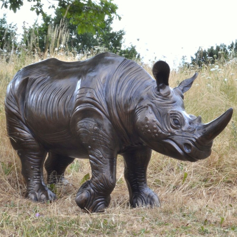 STATUES & SCULPTURES Rhino Bronze Metal Garden Statue Best