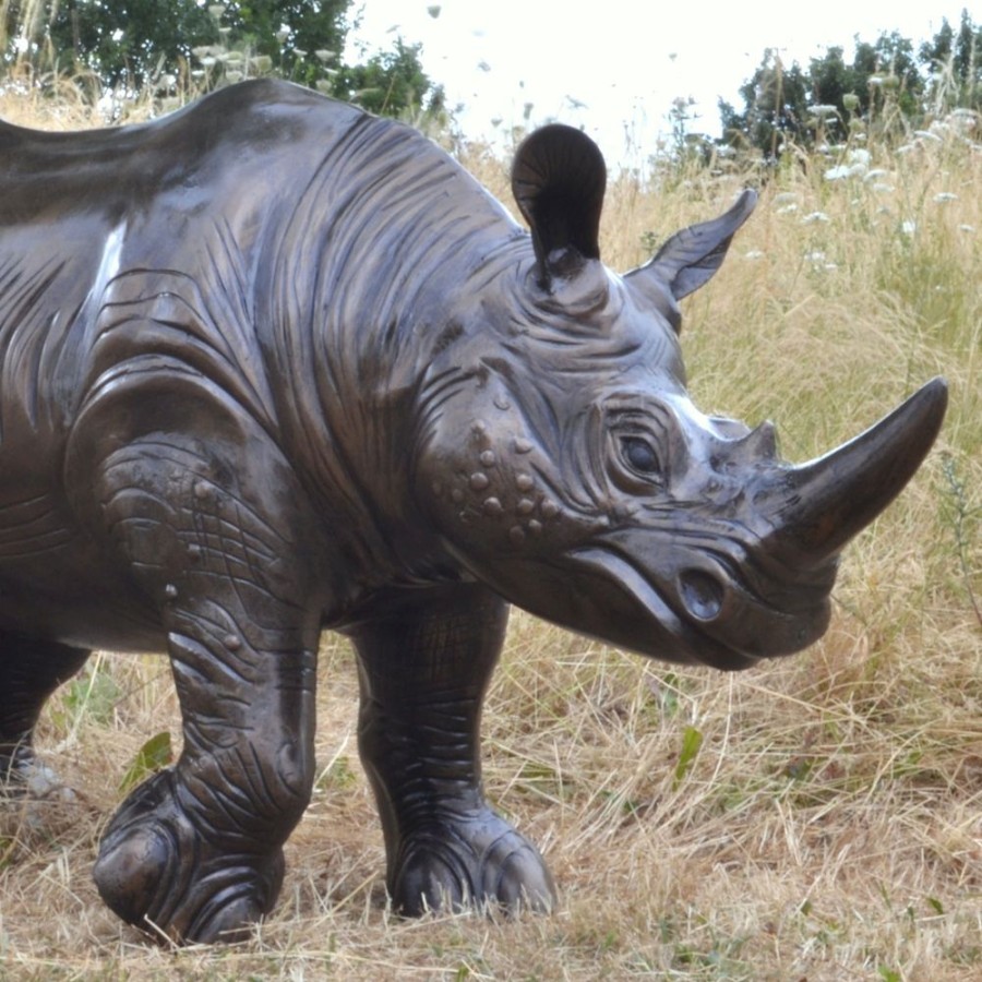 STATUES & SCULPTURES Rhino Bronze Metal Garden Statue Best