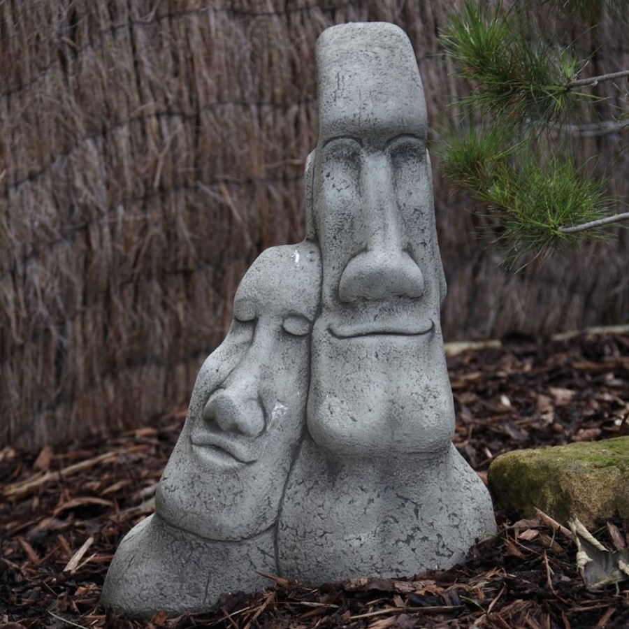 STATUES & SCULPTURES Leaning Easter Island Heads Stone Garden Ornament Wholesale