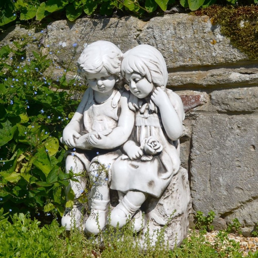 STATUES & SCULPTURES Country Boy & Girl 56Cm Stone Resin Garden Statue Wholesale