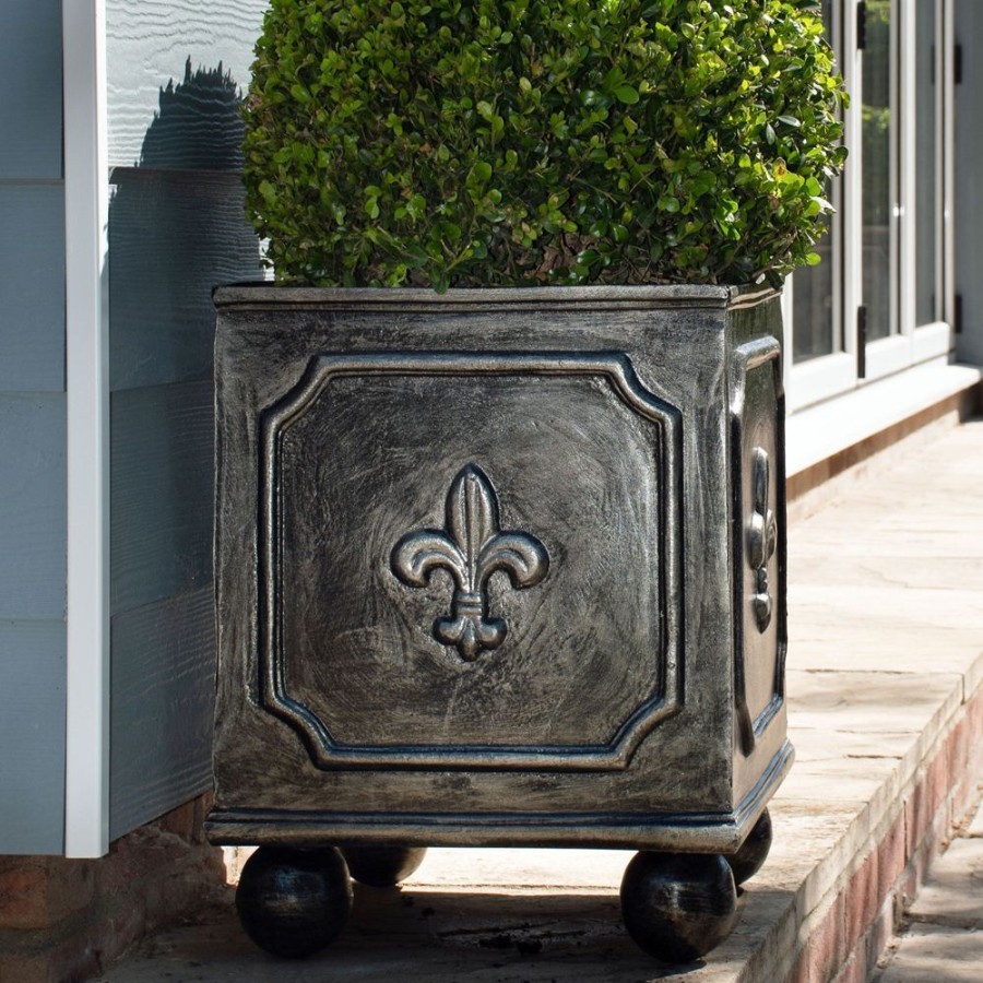 STATUES & SCULPTURES Fleur-De-Lis Metal Garden Planter Clearance