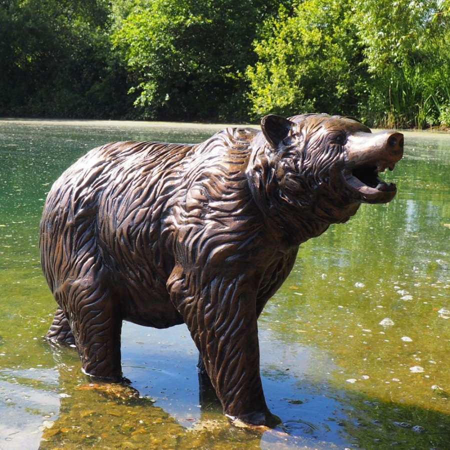 STATUES & SCULPTURES Wild Bear Cub Bronze Metal Garden Statue Clearance