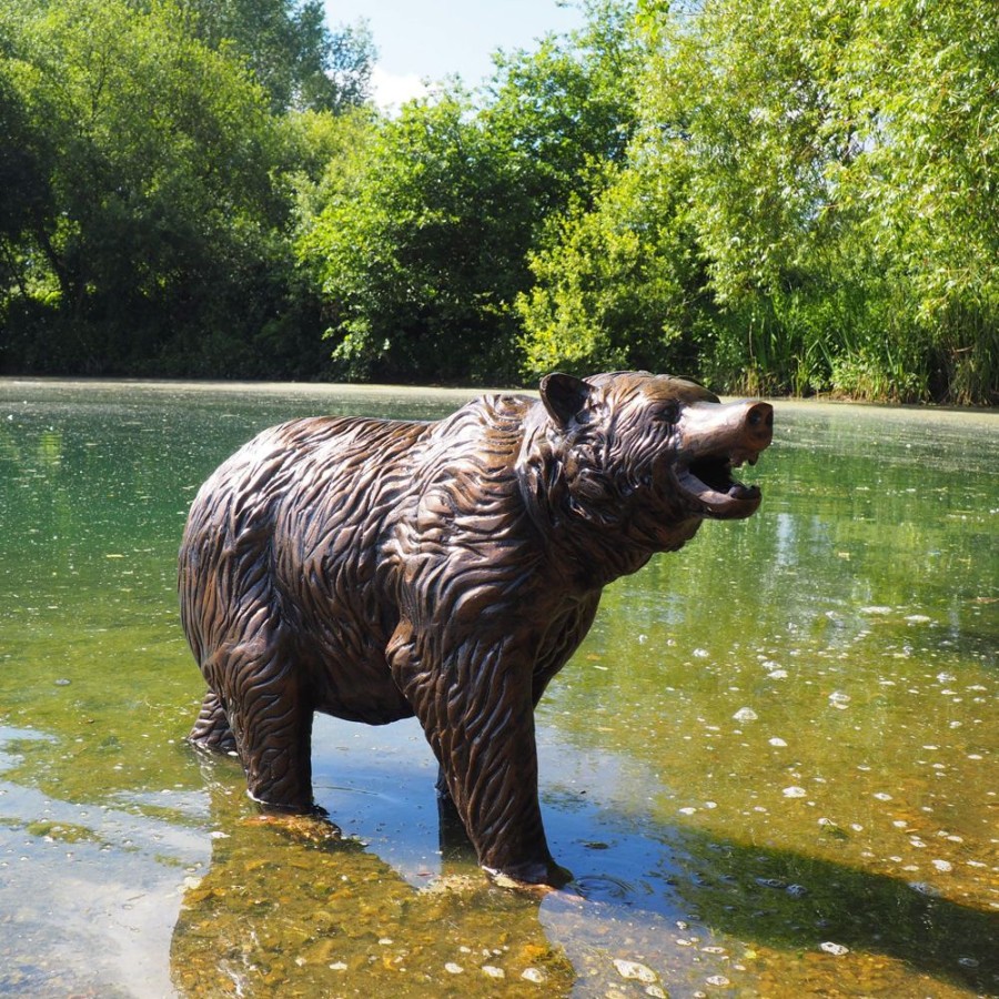 STATUES & SCULPTURES Wild Bear Cub Bronze Metal Garden Statue Clearance