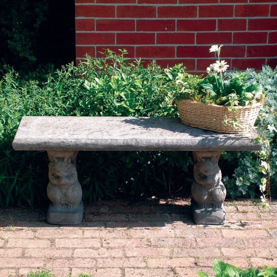 STATUES & SCULPTURES Straight Plain Top Stone Garden Bench Hot