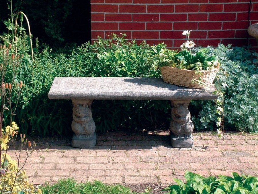 STATUES & SCULPTURES Straight Plain Top Stone Garden Bench Hot