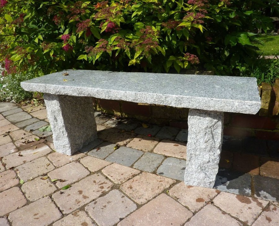 STATUES & SCULPTURES Classic Natural Granite Grey Stone Garden Bench Online