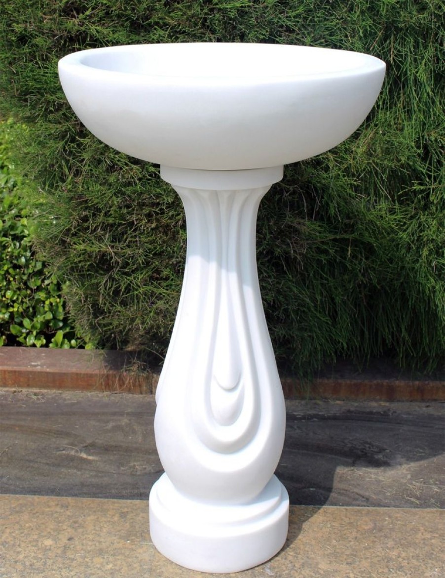 STATUES & SCULPTURES Redmire Modern Marble Resin Garden Birdbath Online