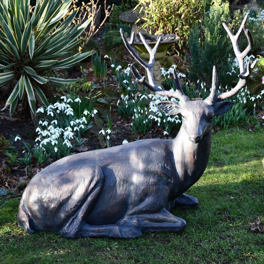 STATUES & SCULPTURES Classic Stag 84Cm Bronze Metal Garden Statue Online