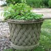 STATUES & SCULPTURES Jardinier Basket Weave 45Cm Stone Garden Planter Clearance