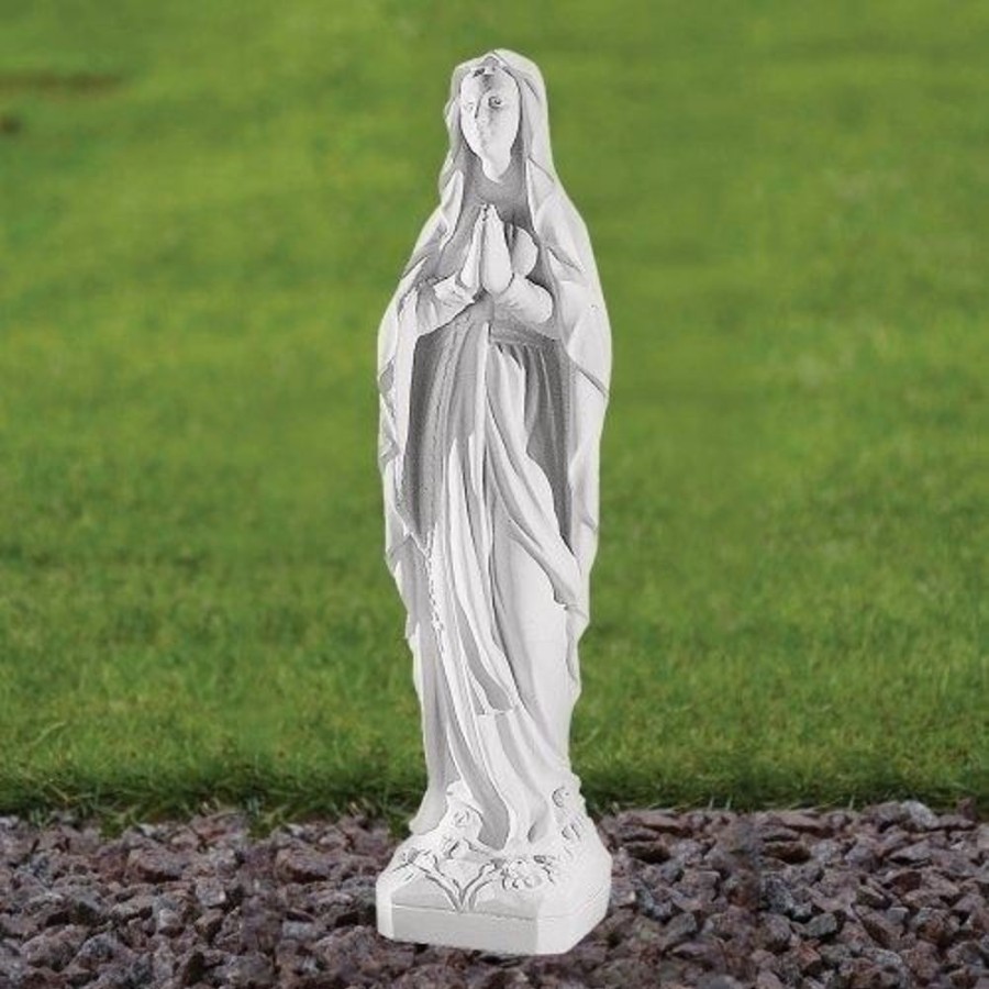 STATUES & SCULPTURES Our Lady Of Lourdes 24Cm Marble Resin Garden Statue Clearance