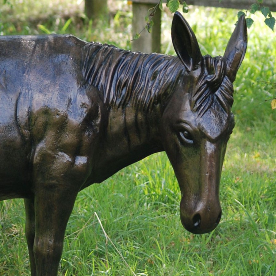 STATUES & SCULPTURES Wild Donkey Bronze Metal Garden Statue New