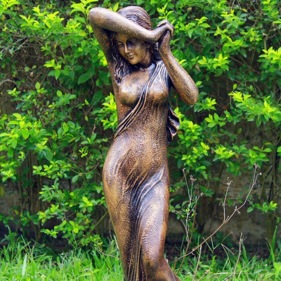 STATUES & SCULPTURES Shy Maiden 155Cm Bronze Marble Resin Garden Statue Clearance