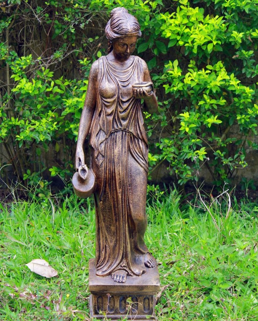 STATUES & SCULPTURES Hebe 85Cm Bronze Marble Resin Garden Statue Clearance