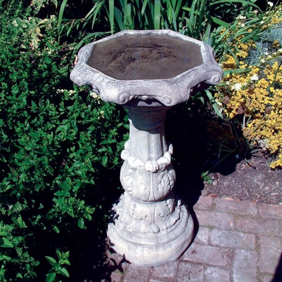 STATUES & SCULPTURES Classic Ornate Stone Garden Birdbath Clearance