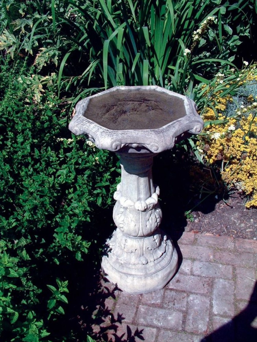 STATUES & SCULPTURES Classic Ornate Stone Garden Birdbath Clearance