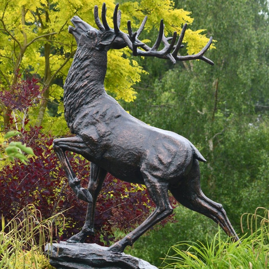 STATUES & SCULPTURES Royal Deer 213Cm Bronze Metal Garden Statue Hot