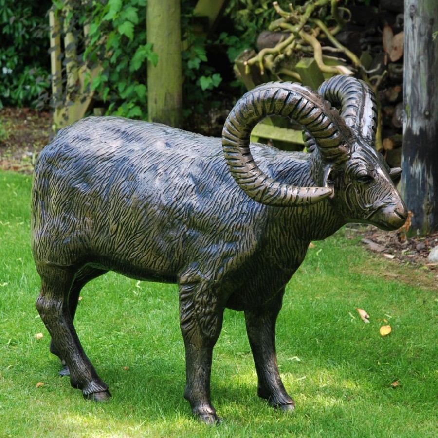 STATUES & SCULPTURES Manx Loaghtan Ram Life-Size Bronze Metal Garden Statue Best