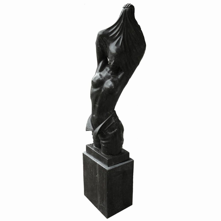 STATUES & SCULPTURES Reveal Black Marble 170Cm Garden Statue On Pedestal Hot