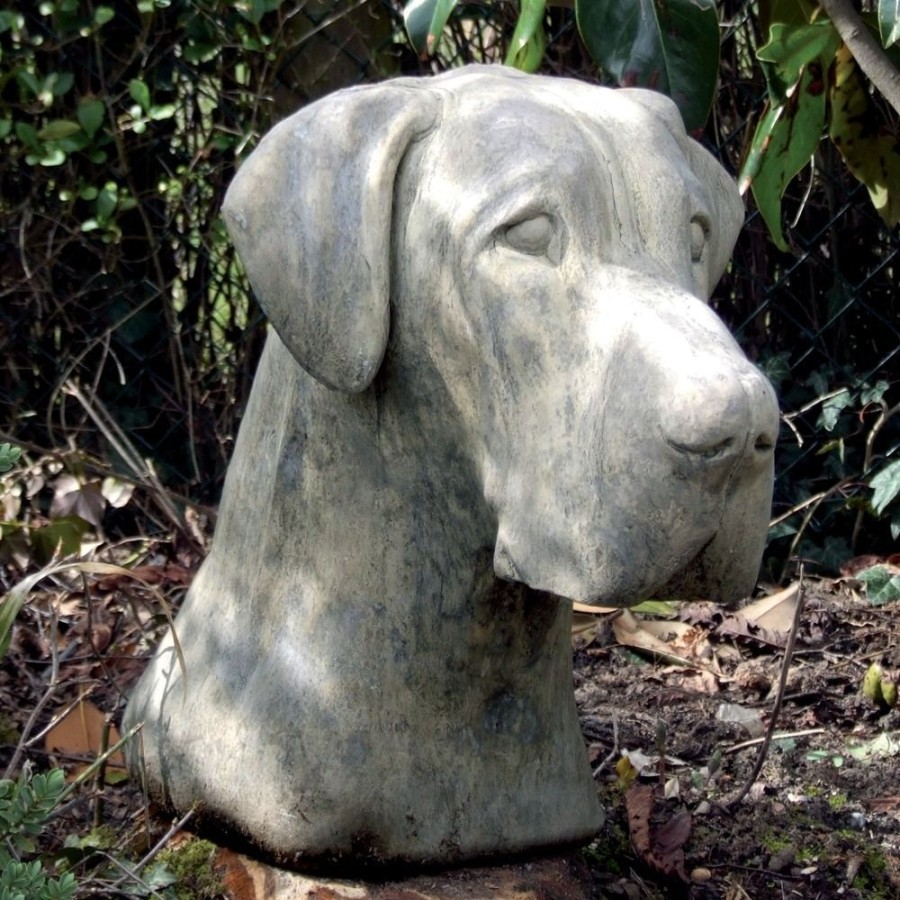 STATUES & SCULPTURES Great Dane Head Bust Stone Garden Ornament Wholesale