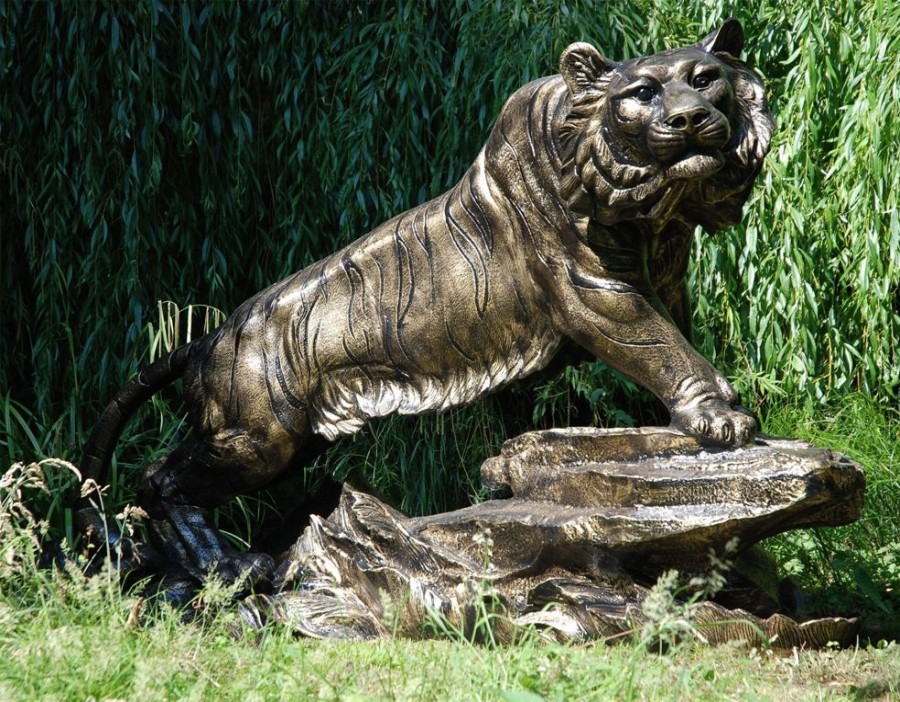 STATUES & SCULPTURES Bengal Tiger Life-Size Bronze Metal Garden Statue New