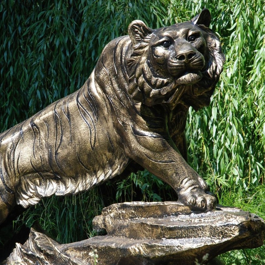 STATUES & SCULPTURES Bengal Tiger Life-Size Bronze Metal Garden Statue New