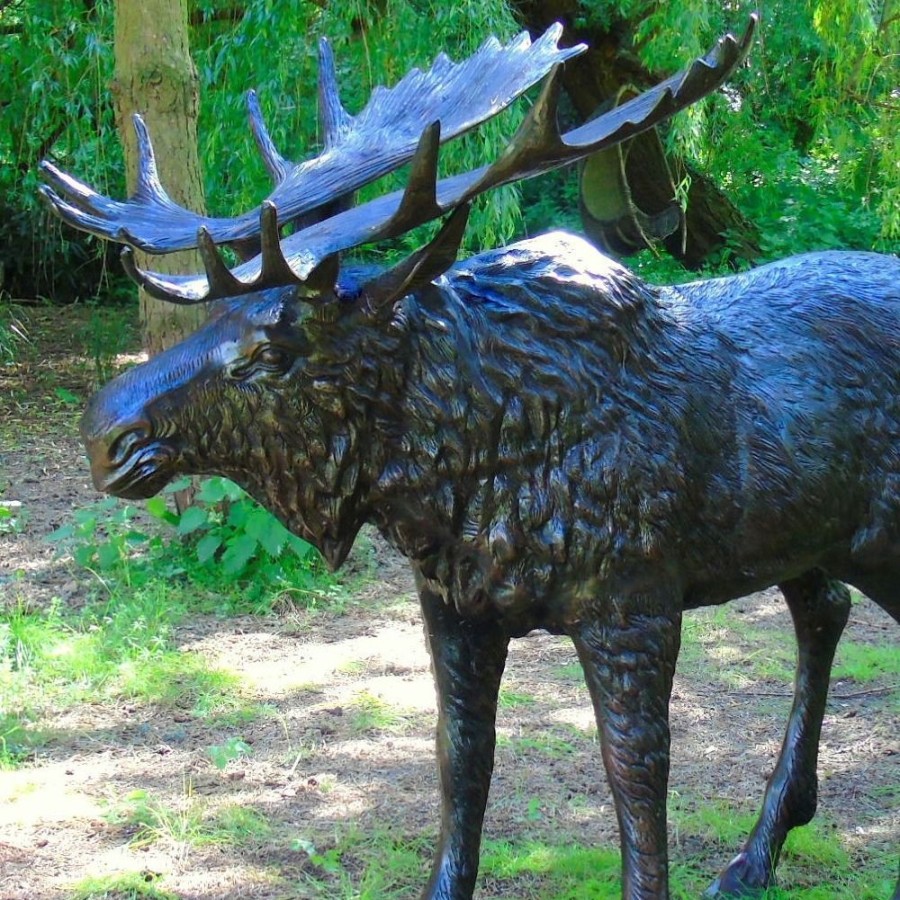 STATUES & SCULPTURES Wild Moose Life-Size Bronze Metal Garden Statue Online