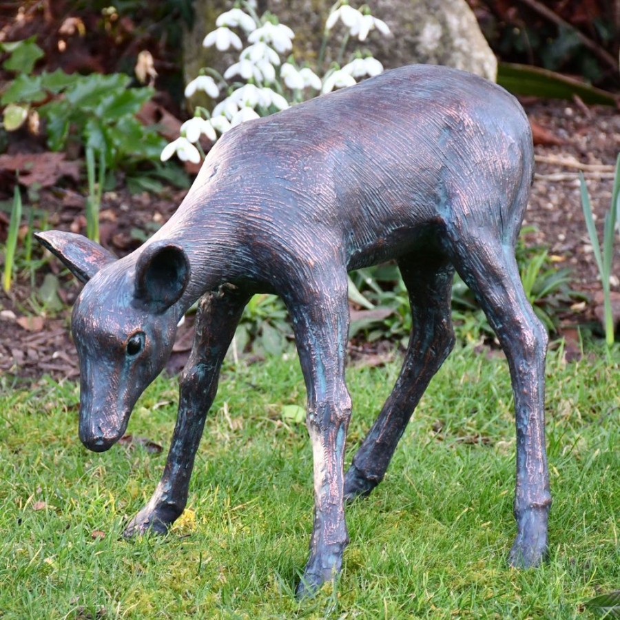 STATUES & SCULPTURES Classic Fawn 41Cm Bronze Metal Garden Statue Wholesale