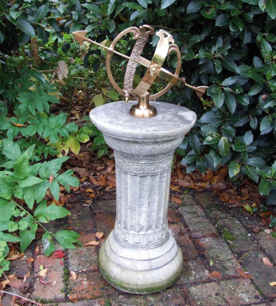 STATUES & SCULPTURES Classical Armillary Stone Garden Sundial Clearance