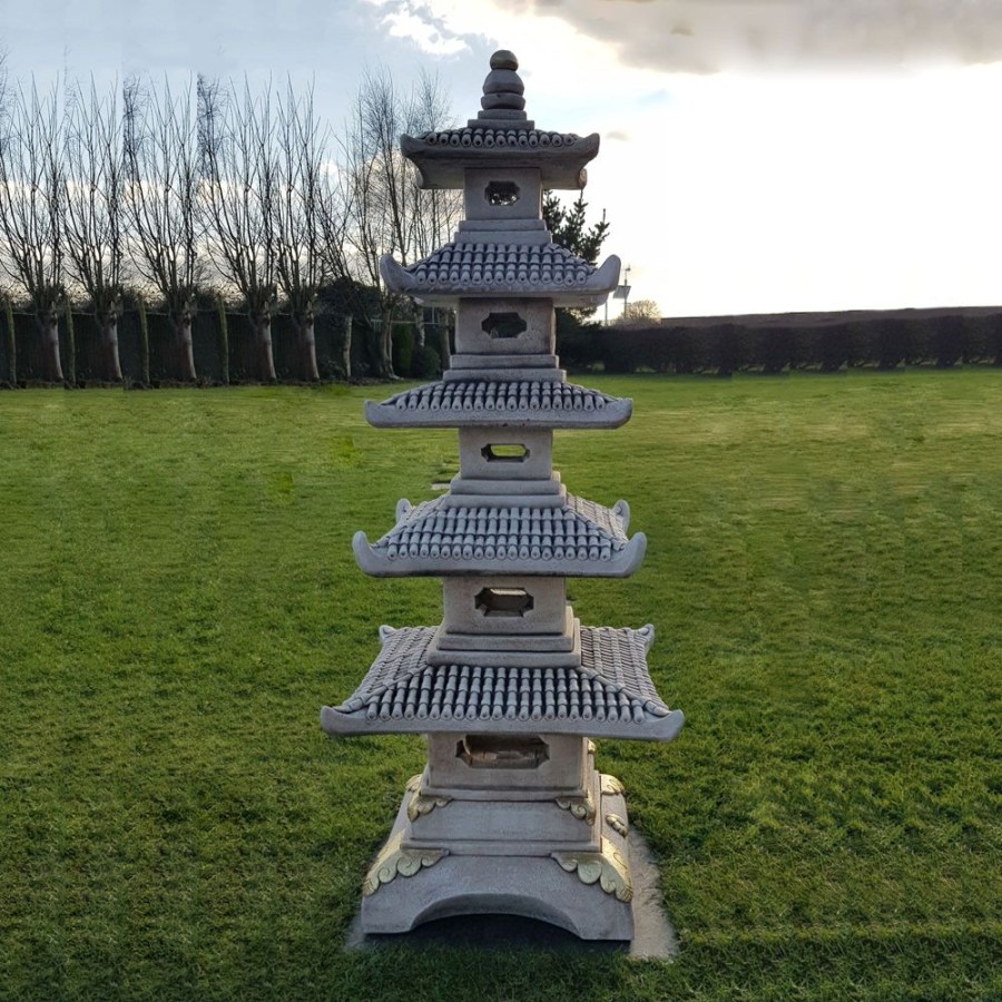 STATUES & SCULPTURES Five Tier Japanese Pagoda Lantern Stone Garden Ornament Best