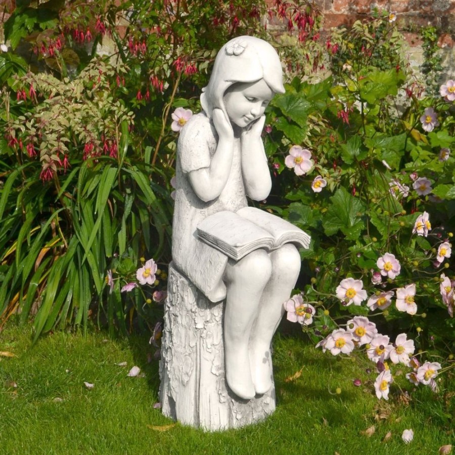 STATUES & SCULPTURES Summer Reading Girl 86Cm Stone Resin Garden Statue Wholesale