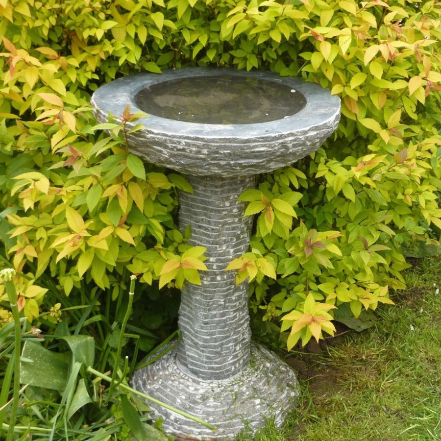 STATUES & SCULPTURES Highland Black Marble Stone Garden Birdbath Clearance