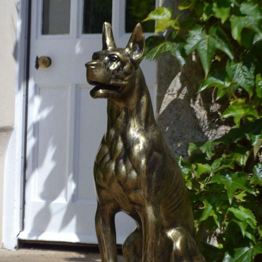 STATUES & SCULPTURES Bronson Great Dane Dog Bronze Metal Garden Statue New