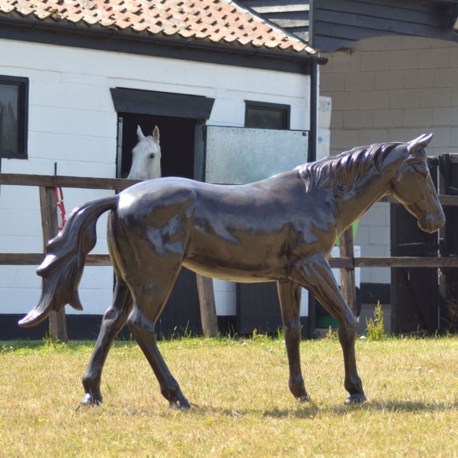 STATUES & SCULPTURES Thoroughbred Horse Life-Size Bronze Metal Garden Statue Clearance