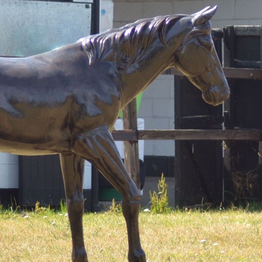 STATUES & SCULPTURES Thoroughbred Horse Life-Size Bronze Metal Garden Statue Clearance