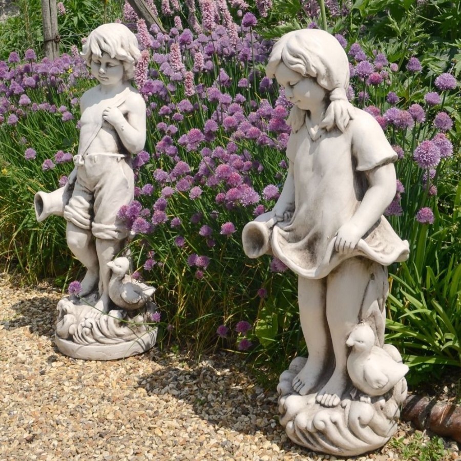 STATUES & SCULPTURES Summer Love Boy & Girl Stone Resin Garden Statues Online