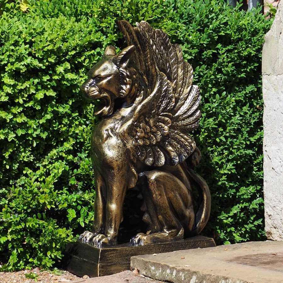 STATUES & SCULPTURES Gothic Griffins Bronze Metal Garden Statues Clearance