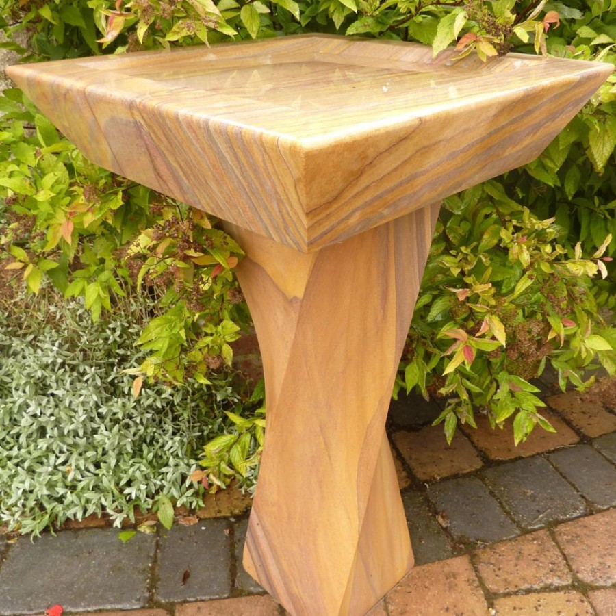 STATUES & SCULPTURES Twisting Rainbow Sandstone Garden Birdbath Best